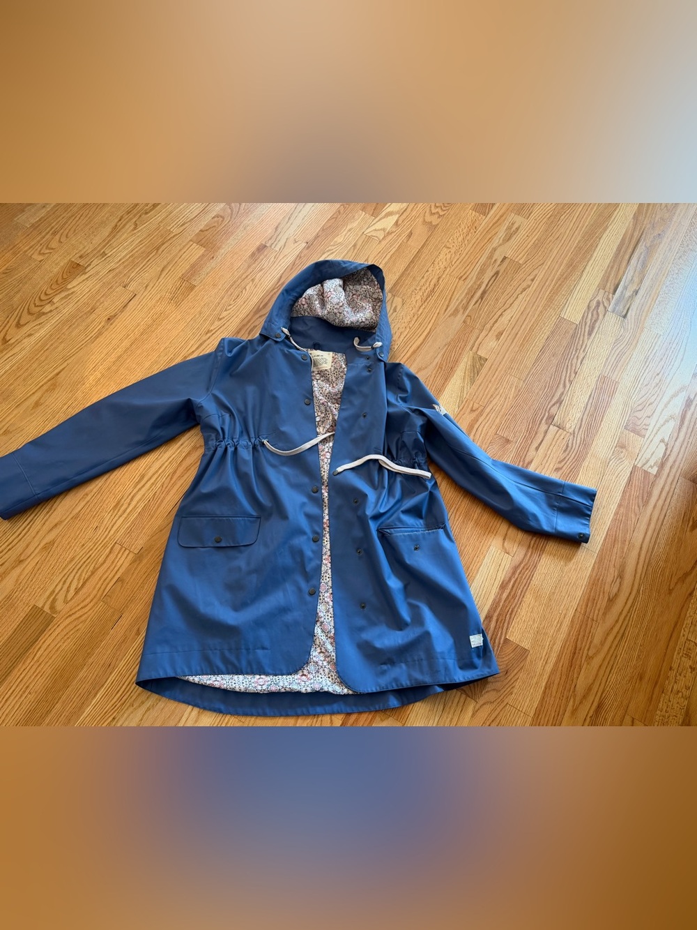 Odd Molly Blue Hooded Raincoat with Floral Lining
